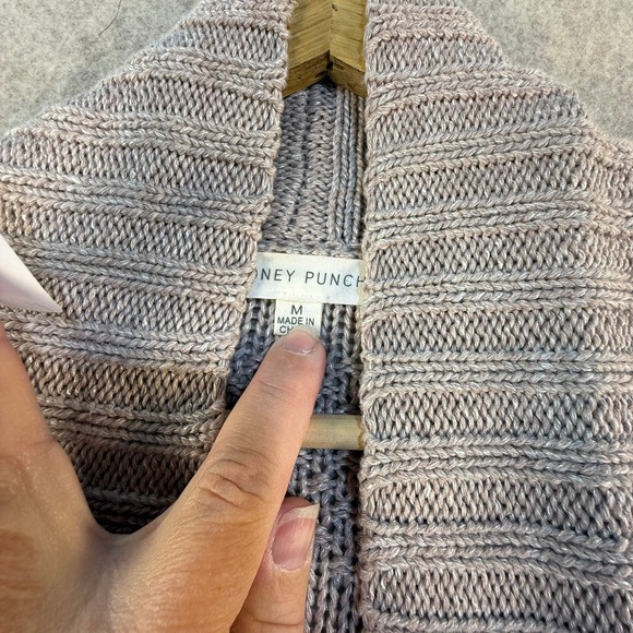 Honey Punch Womens Mauve Open Front Cardigan Sweater Mixed Stitch Medium - Picture 3 of 5